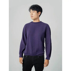 Vintage SaddleBred Men's Medium Purple Crew‎ Neck Long Sleeve Sweater